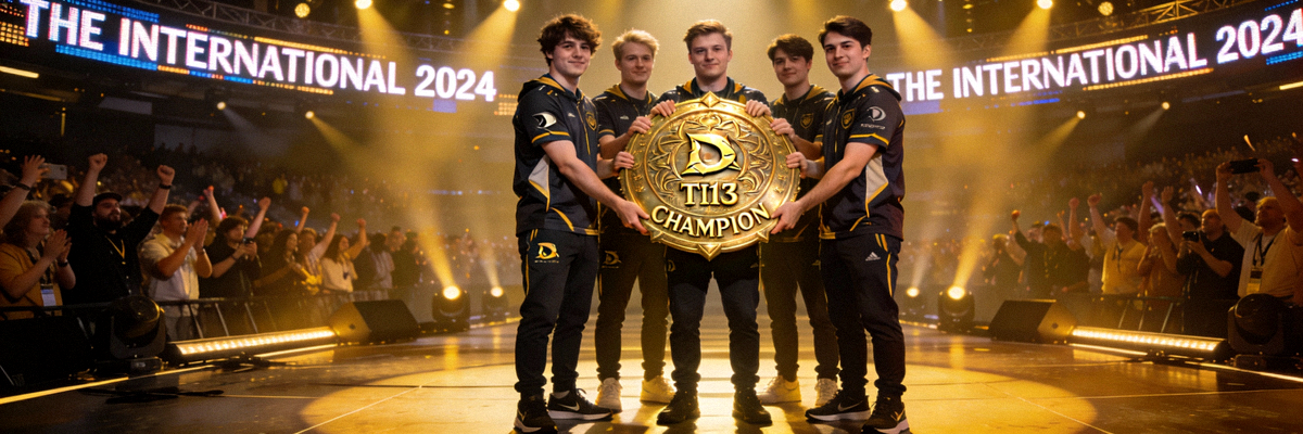 DOTA2国际邀请赛TI13冠军战队捧起神盾瞬间